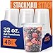 Stack Man 32 oz Deli Containers with Lids 48 Sets Quart Clear Plastic Food Storage Containers Airtight LeakResistant Seal BPAFree Microwave Freezer Safe Meal Prep Soup Takeout toGo - Image 1