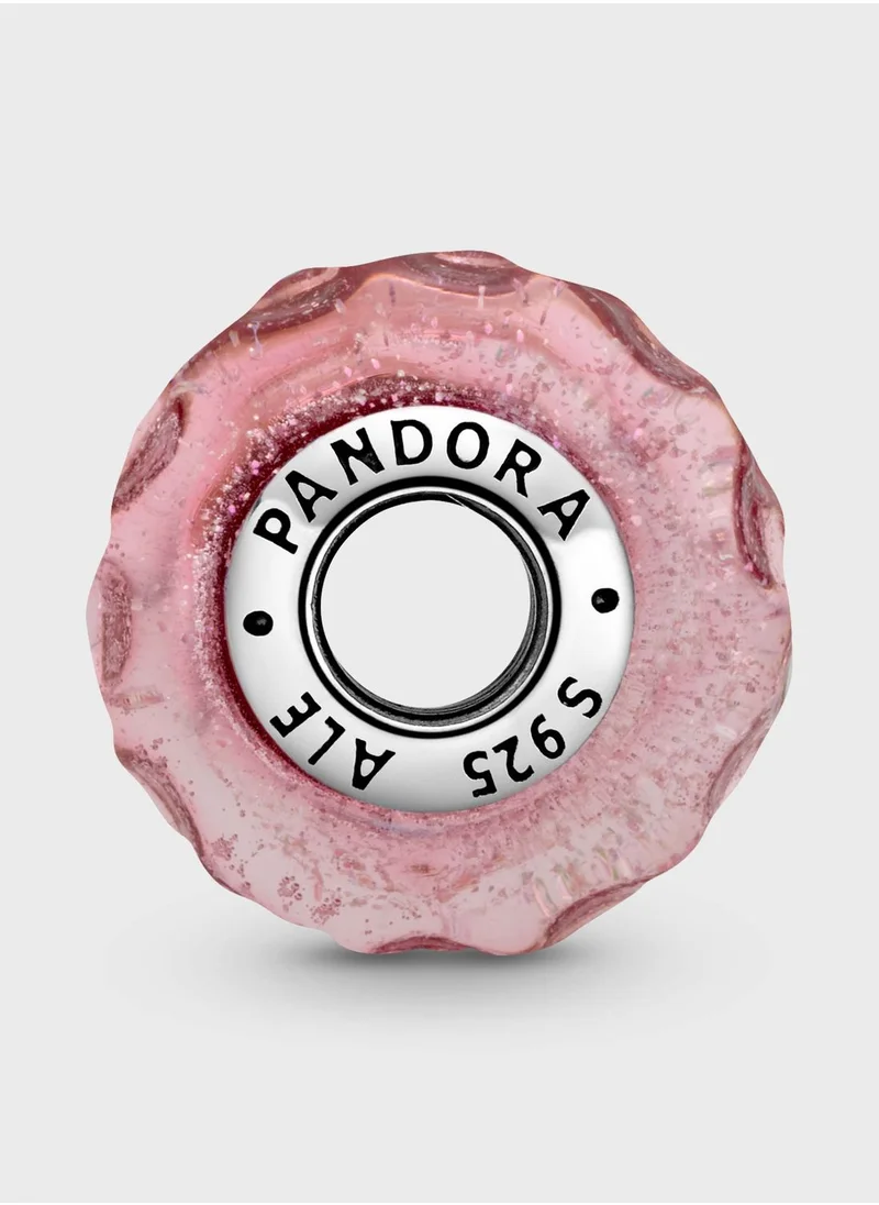 PANDORA Wavy Fancy Pink Murano Glass Charm