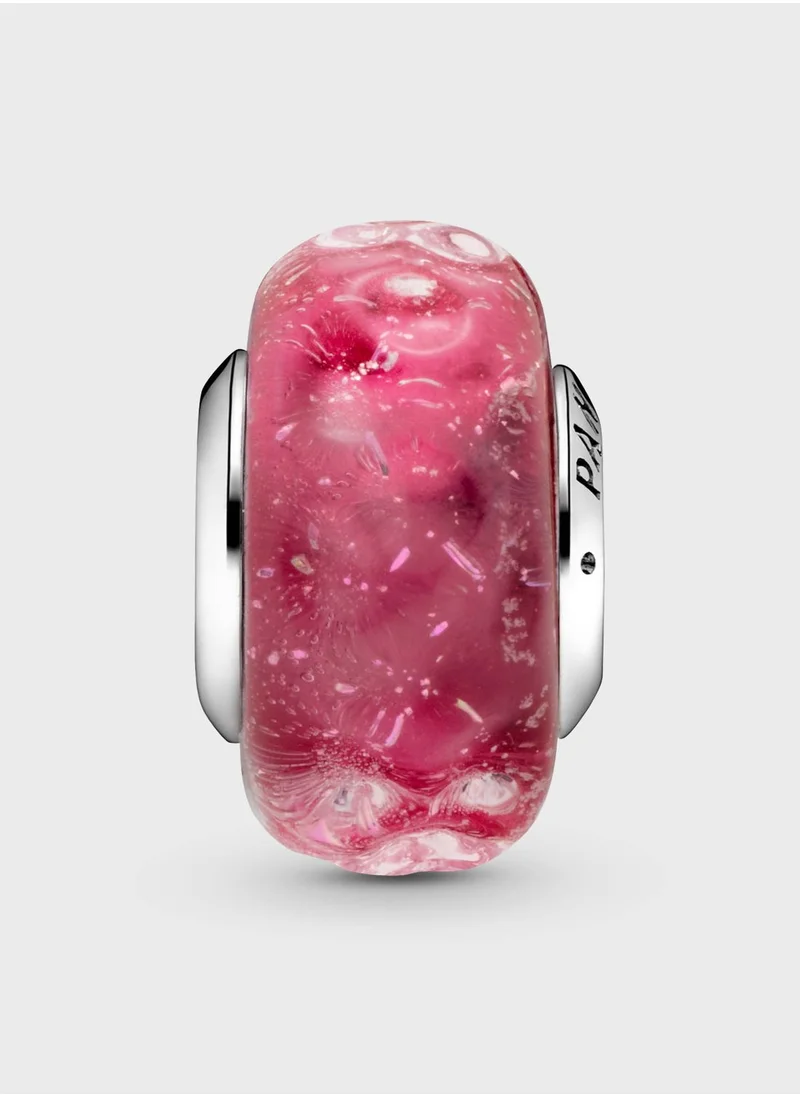 PANDORA Wavy Fancy Pink Murano Glass Charm