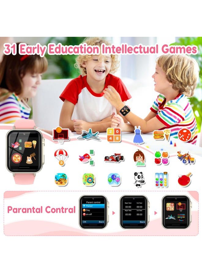 cjc Smart Watch for Kids Gift for Girls Ages 4-12 - Includes Screen Protector, 30+ Games, 140 Learning Cards, HD Touch Screen, Camera, Music, Pedometer - Fun & Educational Birthday Gift Idea (Pink) - Image 3