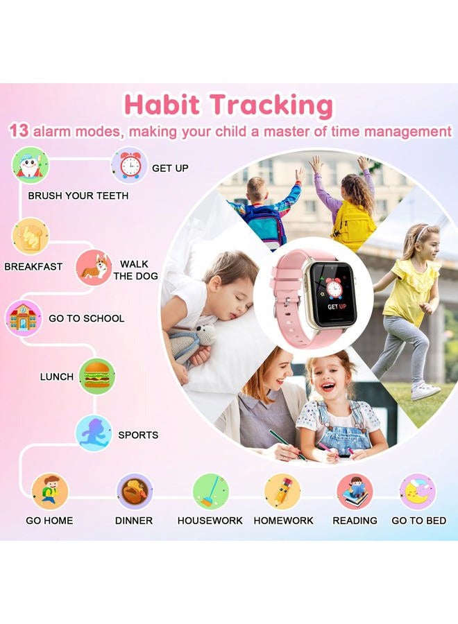 cjc Smart Watch for Kids Gift for Girls Ages 4-12 - Includes Screen Protector, 30+ Games, 140 Learning Cards, HD Touch Screen, Camera, Music, Pedometer - Fun & Educational Birthday Gift Idea (Pink) - Image 5