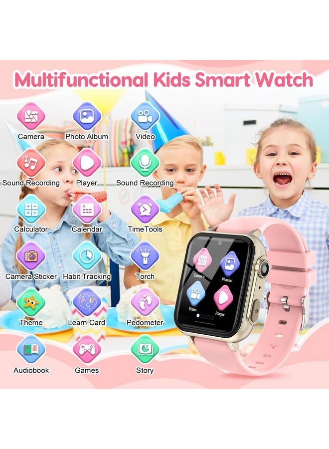 cjc Smart Watch for Kids Gift for Girls Ages 4-12 - Includes Screen Protector, 30+ Games, 140 Learning Cards, HD Touch Screen, Camera, Music, Pedometer - Fun & Educational Birthday Gift Idea (Pink) - Image 2