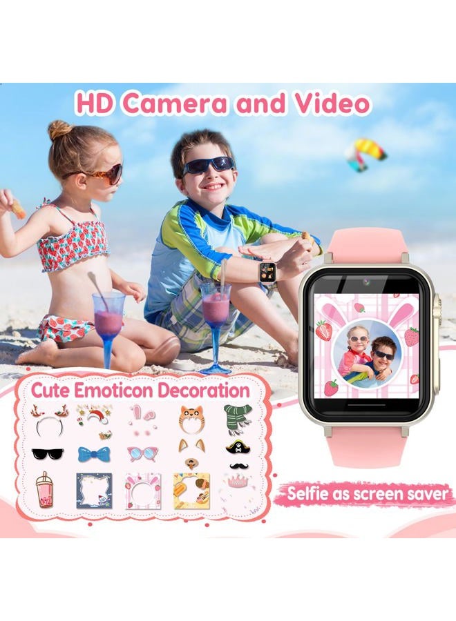 cjc Smart Watch for Kids Gift for Girls Ages 4-12 - Includes Screen Protector, 30+ Games, 140 Learning Cards, HD Touch Screen, Camera, Music, Pedometer - Fun & Educational Birthday Gift Idea (Pink) - Image 4