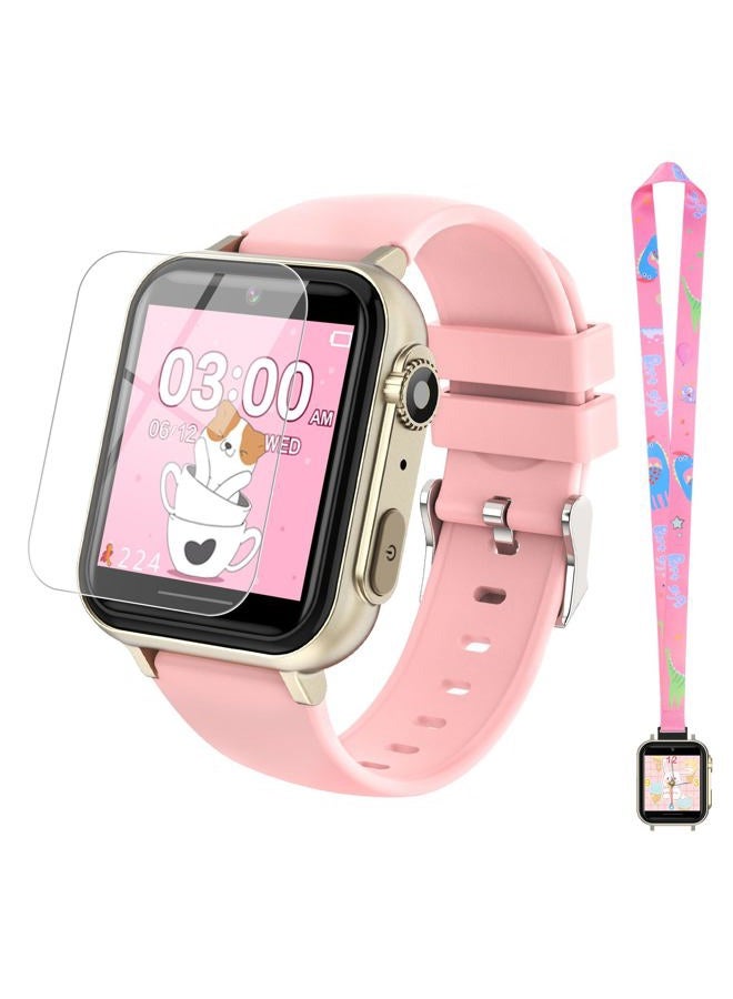 cjc Smart Watch for Kids Gift for Girls Ages 4-12 - Includes Screen Protector, 30+ Games, 140 Learning Cards, HD Touch Screen, Camera, Music, Pedometer - Fun & Educational Birthday Gift Idea (Pink) - Image 1