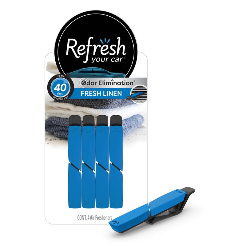 RefreshYourCar Refresh Your Car Air Freshener Vent Sticks Stocking Stuffers Fresh Linen Scent 4 Pack
