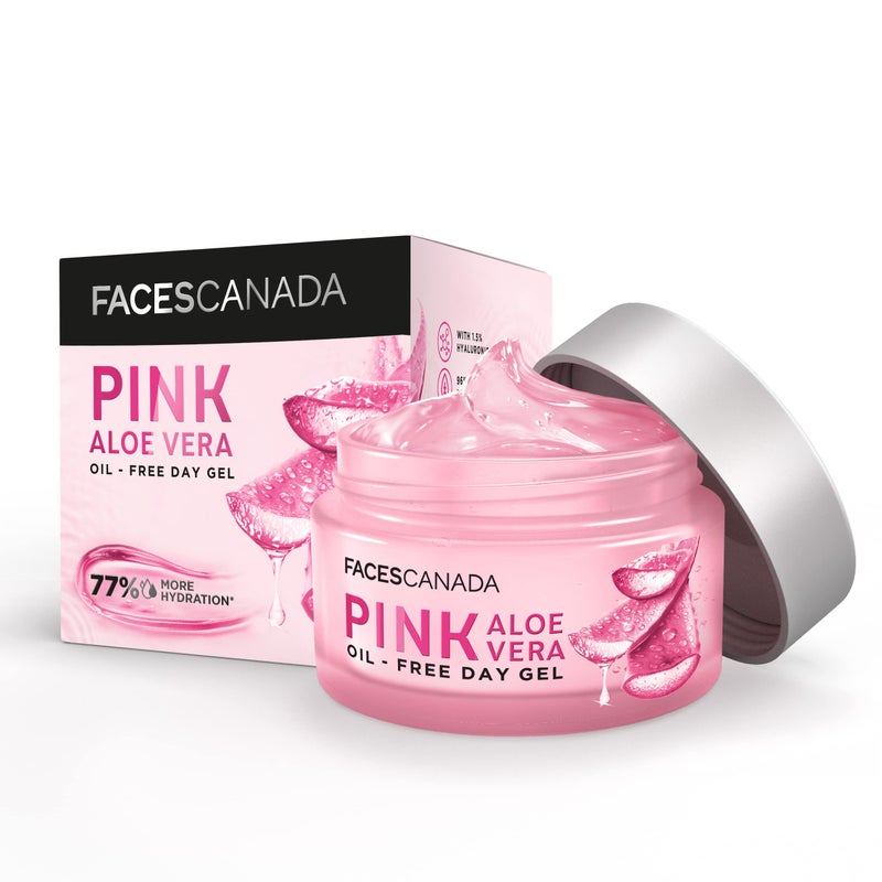 FACESCANADA Pink Aloe Vera Oil Free Day Gel | Lightweight Moisturizer for Hydration & Glow | with Hyaluronic Acid & Niacinamide | Non Greasy Gel Cream for Soft, Fresh Skin | 1.76 Oz (50g) - Image 1