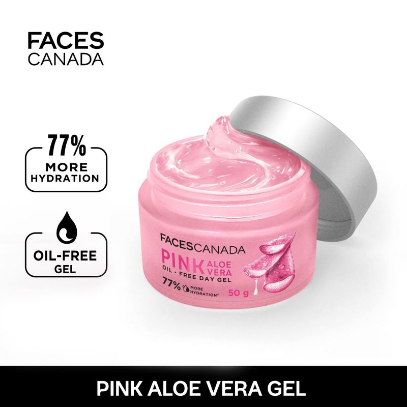FACESCANADA Pink Aloe Vera Oil Free Day Gel | Lightweight Moisturizer for Hydration & Glow | with Hyaluronic Acid & Niacinamide | Non Greasy Gel Cream for Soft, Fresh Skin | 1.76 Oz (50g) - Image 2
