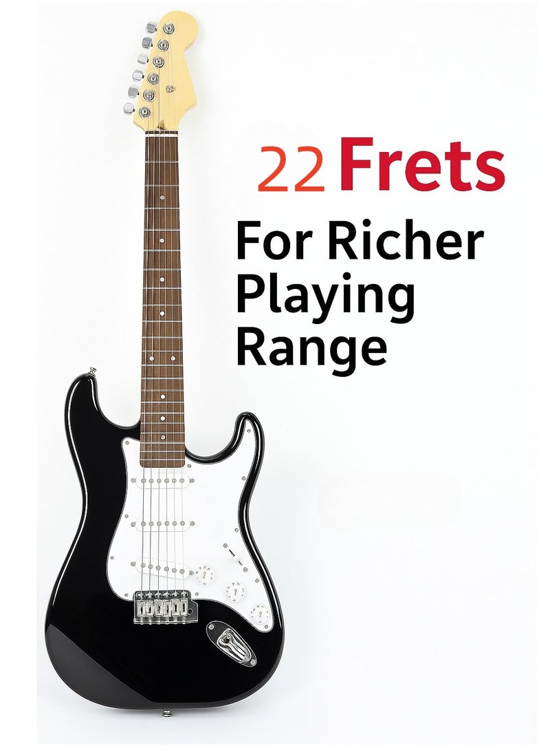 22 Frets Design – Comfortable fretboard for both rhythm and lead guitar playing.(Black)  - Image 3