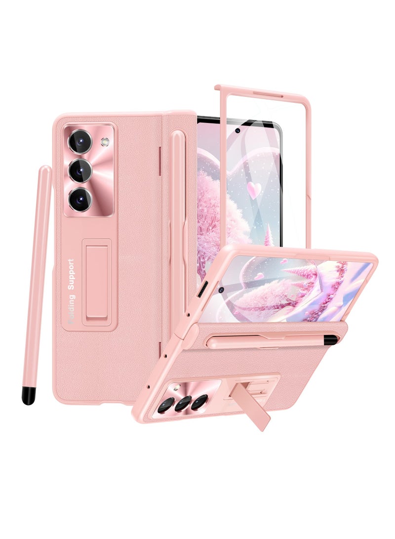 SYOSI Case for Samsung Galaxy Z Fold 5 with S Pen and 9H Ultra Thin Screen Protector Hinge Coverage Protection Luxury Phone Cover Fingerprint Free Front Glass All Inclusive Case Girly Pink - Image 1