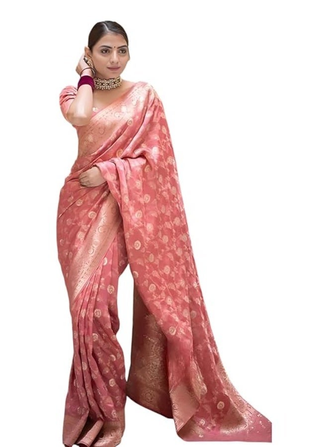Yashika Women's Pure Kanjivaram Silk Saree Soft Banarasi Style Wedding With Blouse Piece | Saree For Women | New Sari - Image 1