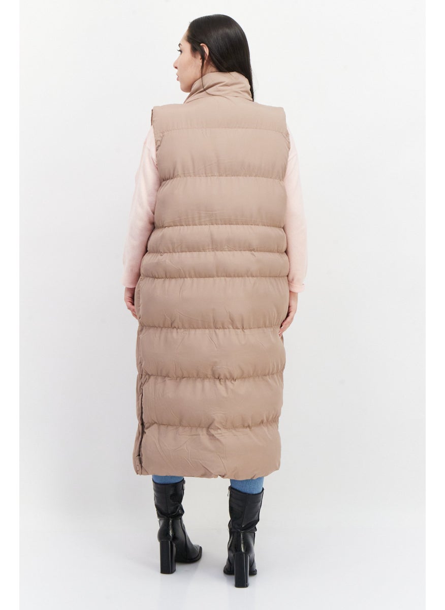 French Connection - Women Solid Puffer Vest Coat, Shade Brown - Image 1