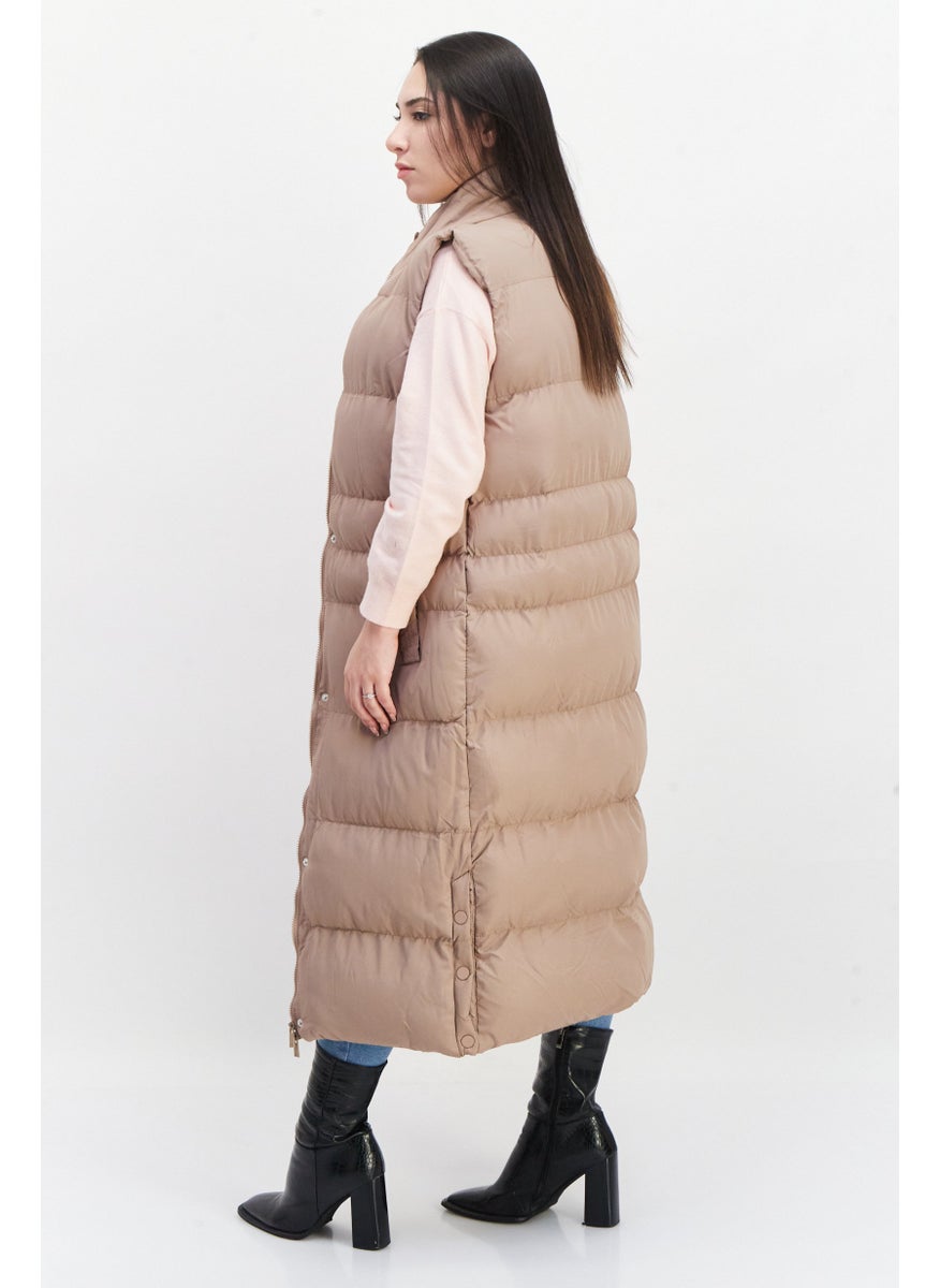 French Connection - Women Solid Puffer Vest Coat, Shade Brown - Image 1