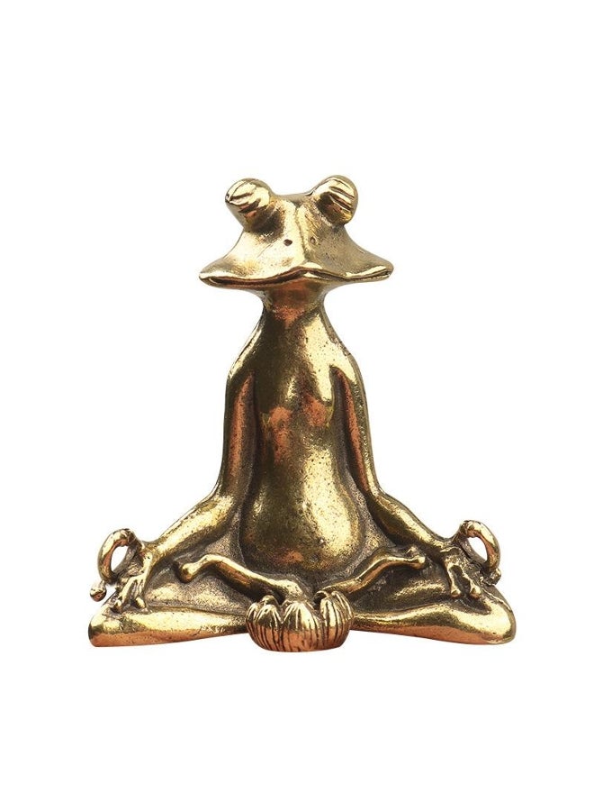 Retro Brass Meditate Zen Buddhism Frog Statue Small Ornament Copper Animal Sculpture Incense Burner Home Desk Decoration Tea Pet 