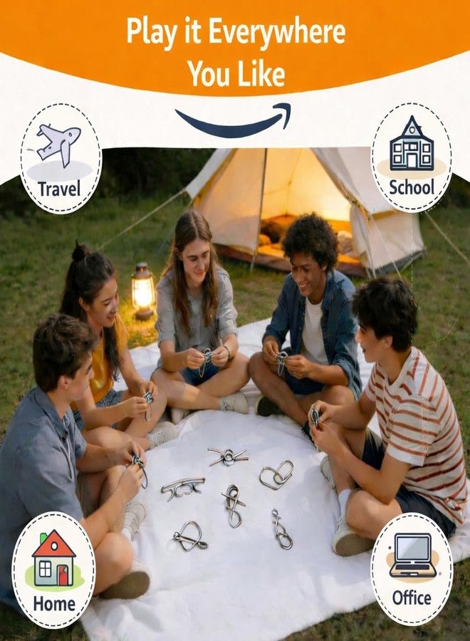 STORE 2508 Store2508 36 Pcs Metal Wire Brain Teaser Puzzle Set for Kids Adults | Mind Games Logic IQ Puzzles | Stainless Steel Disentanglement Toys with Storage Pouch | Educational Stress Relief Gift - Image 4