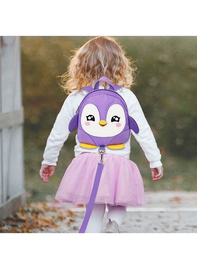 accmor Toddler Harness Backpack Leash Cute Penguin Kid Backpacks With Anti Lost Wrist Link Mini Child Backpack Harness Leashes Walking Wristband Rope Travel Bag Harness Rein For Baby Girls (Purple)  - Image 4
