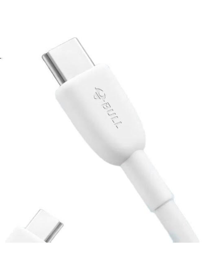 Bull Ctoc/Male To Male Fast Charging Data Cable, 3A High Current/C-C/1M, Compatible With Apple 15 Series Fast Charging/Huawei/Xiaomi/Tablets/Laptops, Glutinous Rice White - Image 2