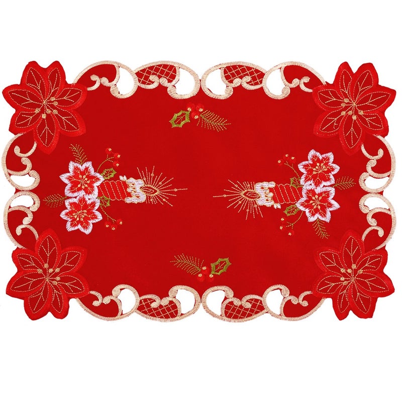 Grelucgo Grelucgo Embroidered Christmas Holiday Dining Table Placemats Set of 6 12x18 inch 