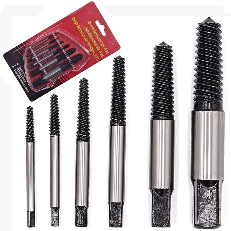 NityaEcommerce nitya 6 Pcs Broken Bolt Extractor Kit Pipe Screw Extractor Set Damaged Bolt Water Pipe Remover Set for 18 to 1 inch Thread Broken Stud Screw Bolt Easy Back Out - Image 1