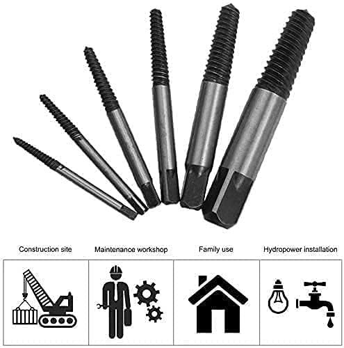 NityaEcommerce nitya 6 Pcs Broken Bolt Extractor Kit Pipe Screw Extractor Set Damaged Bolt Water Pipe Remover Set for 18 to 1 inch Thread Broken Stud Screw Bolt Easy Back Out - Image 2