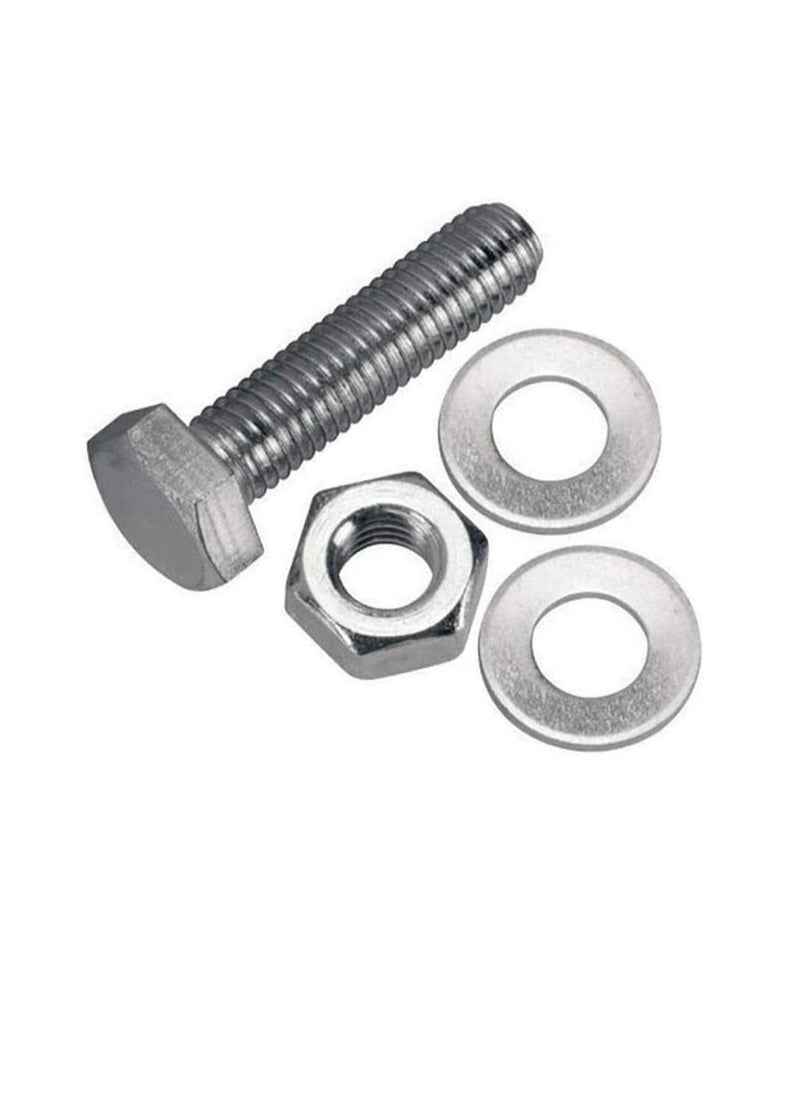 Generic - 12 pcs Hex Head Screw Bolts Nuts & Washers Fully Thread GI Plain Finish Bolt Set. (8, 20MM) - Image 1