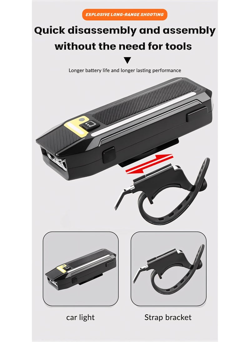 زونيكس مصباح دراجة ذكي مع جهاز تحكم عن بُعد لاسلكي، بوق كهربائي، بطارية 2400 مللي أمبير، شحن سريع عبر USB-C، مقاوم للماء IPX4، 14 وضع إضاءة، حساس ضوء أوتوماتيكي، مطابق للتردد لركوب الدراجات على الطرق، ركوب الدراجات الجبلية، التنقل الليلي - Image 3