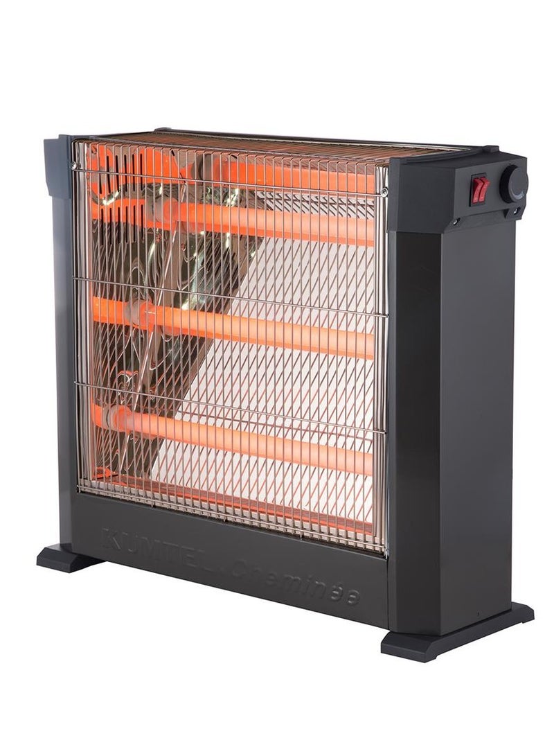 Kumtel Room Heater, 2250 Watt, 220~240 Volt, Adjustable Thermostat, 3 Infrared Tubes, Rollover Safety, ERP Compatible