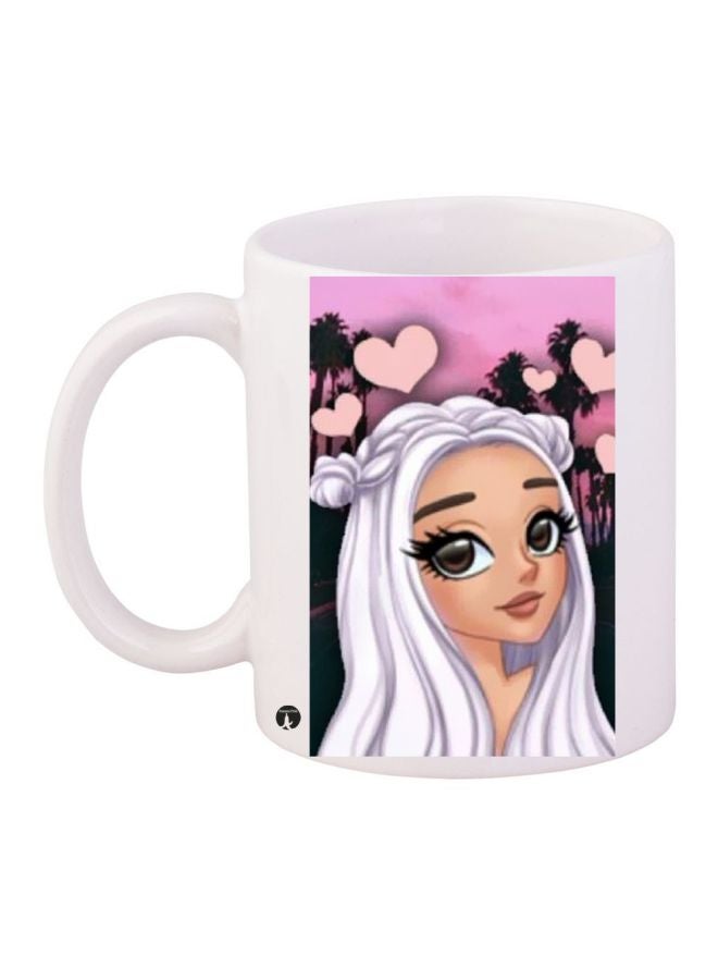 RYN Girl Printed Coffee Mug White/Pink/Black 11ounce