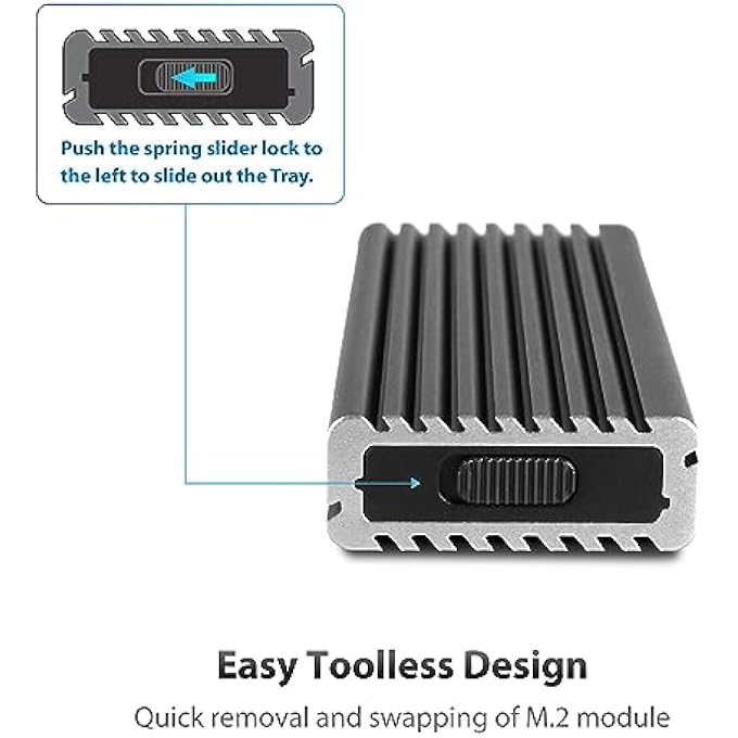 rayihni M.2 NVME SSD TO USB 3.1 GEN 2 TYPE C ENCLOSURE WITH C TO C CABLE, SPACE GRAY COLOR, ID5 (NST-205C3-SG) - Image 2