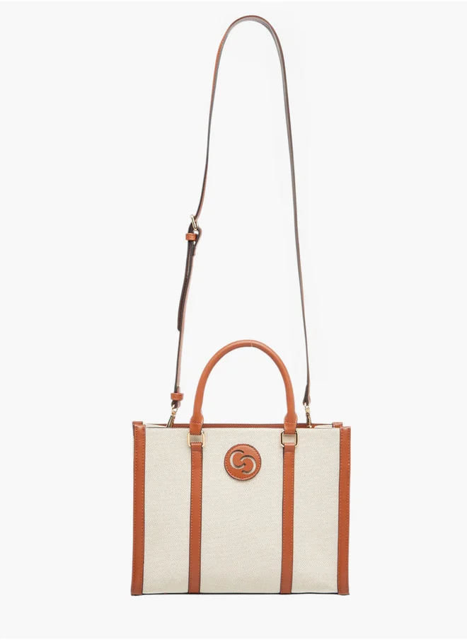 سيليست Textured Tote Bag with Zip Closure and Detachable Strap