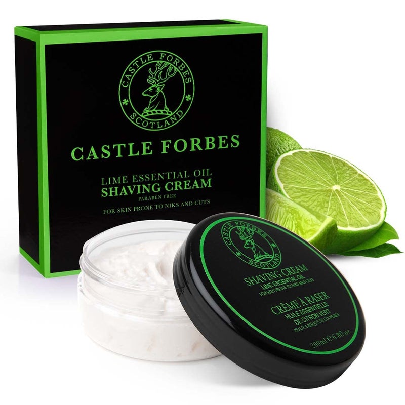 Castle Forbes Lime Shaving Cream For Men 68 floz  Moisturizing Smooth Shave Lather w Essential Oils  Protects All Skin Types From Razor Burn  Irritation  Luxury Grooming  Beard Care