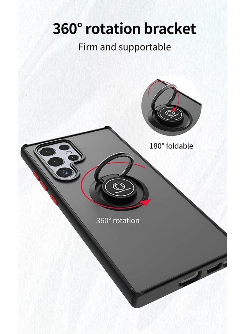 Case Cover Metal Ring Holder Grip Kickstand Car Magnetic Mount Shockproof Matte Hard Back Bumper Case for Samsung Galaxy S23 Ultra - Image 5