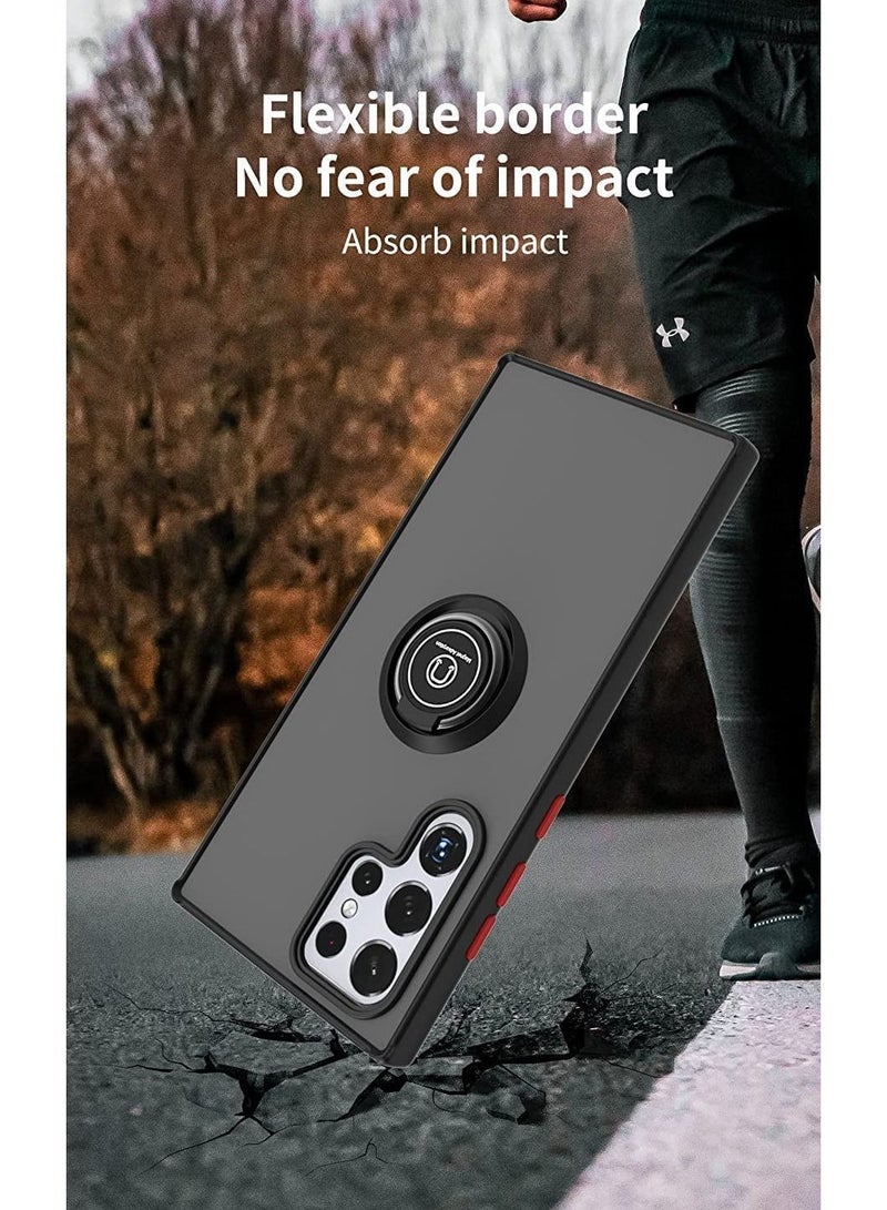 Case Cover Metal Ring Holder Grip Kickstand Car Magnetic Mount Shockproof Matte Hard Back Bumper Case for Samsung Galaxy S23 Ultra - Image 4
