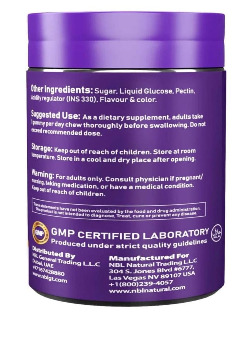 NBL Natural - Hair Vitamins 60 Gummies Supplement With Vitamin C, Biotin & Folic Acid For Men Women's - Image 1