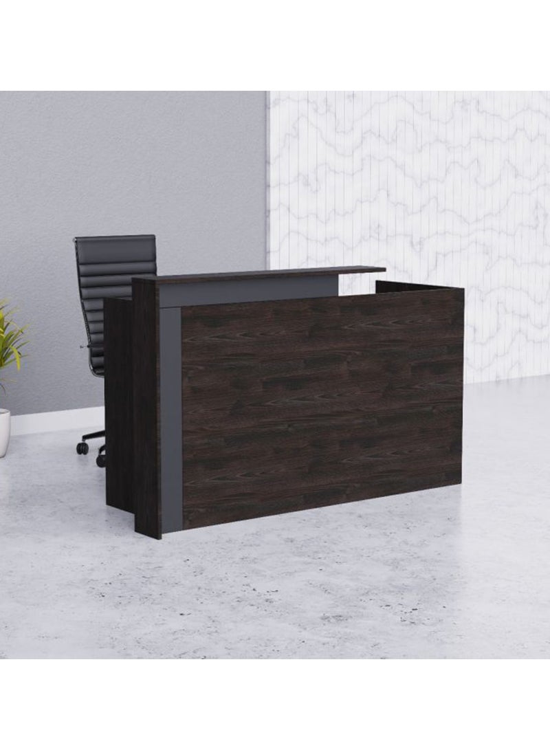 Mahmayi Zelda 26R001 Modern Reception Desk - Black Brown Thermo Oak