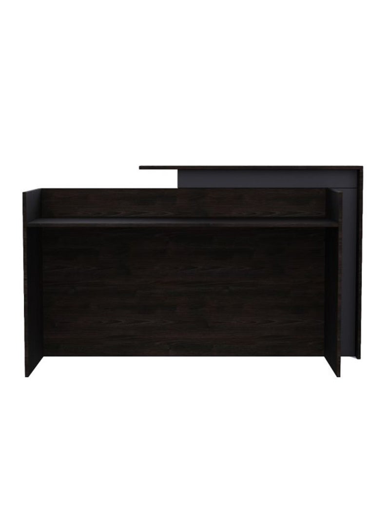 Mahmayi Zelda 26R001 Modern Reception Desk - Black Brown Thermo Oak