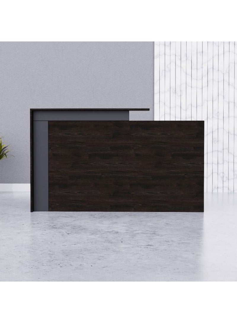 Mahmayi Zelda 26R001 Modern Reception Desk - Black Brown Thermo Oak
