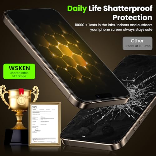 WSKEN for iPhone 16 Pro Max Privacy Screen Protector - [4 Way 360 Anti-Spy] [Auto Dust-Remove & Zero Bubble] 4 Directions Anti Peep Shatterproof Tempered Glass for 16 Pro Max 6.9 Inch, 2 Pack - Image 5