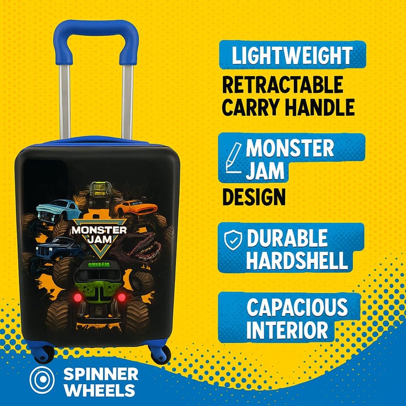 Fast Forward Monster Jam 20" Hardshell Luggage - Cute & Durable Hard-side Suitcase for Travel with Spinner Wheels 20"x12"x8" - Image 4