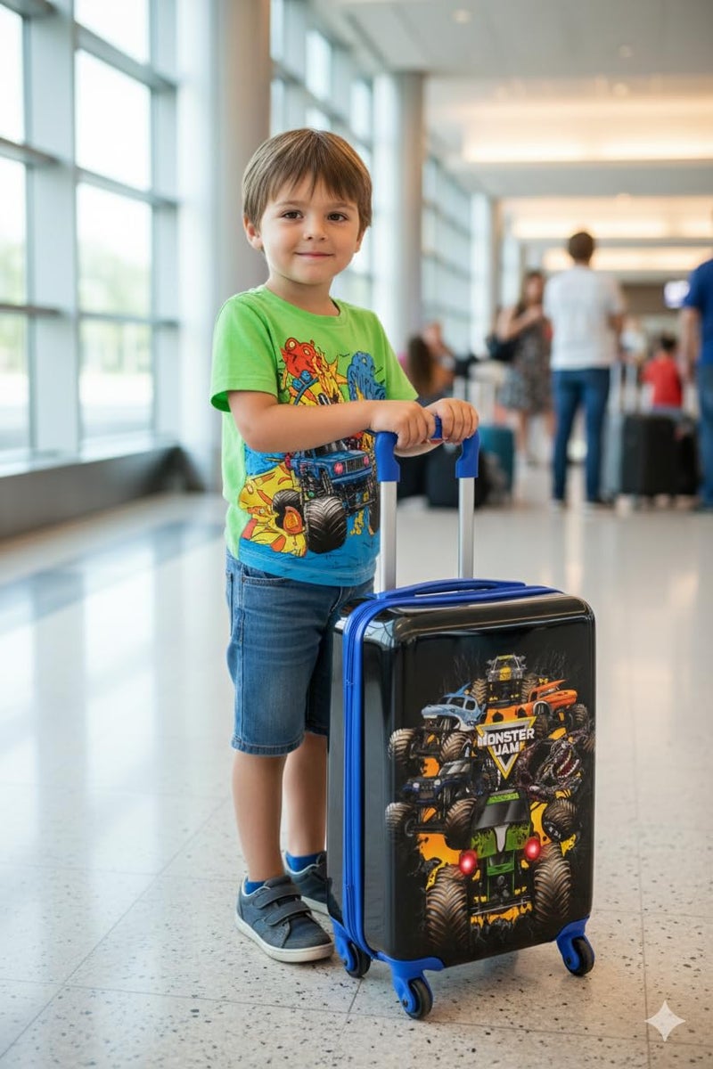 Fast Forward Monster Jam 20" Hardshell Luggage - Cute & Durable Hard-side Suitcase for Travel with Spinner Wheels 20"x12"x8" - Image 3