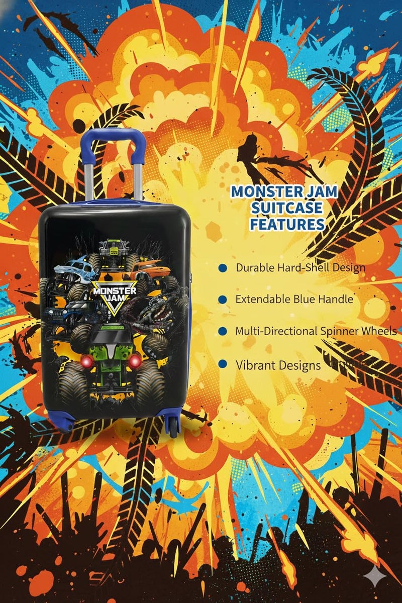 Fast Forward Monster Jam 20" Hardshell Luggage - Cute & Durable Hard-side Suitcase for Travel with Spinner Wheels 20"x12"x8" - Image 5