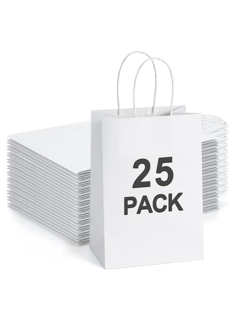 25 Pack Kraft Paper Bags Paper Gift Bags Medium Size with Handles, Party Favors Gift Wrap Bags for Business, Shopping Bags for Clothing, Retail, Merchandise 21*11*27cm - Image 1