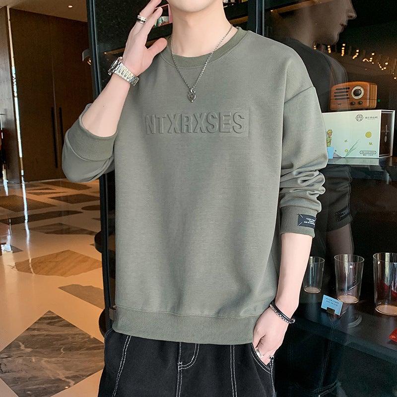 Mens Hoodie Hoodie Spring and Autumn 2024 New Round Neck Base Shirt Top Trendy Brand All-match Casual Long-sleeved T-shirt Lu 215 Green