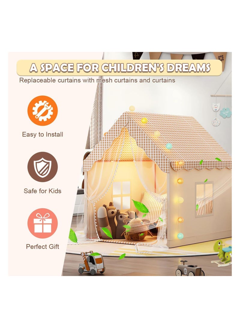 Kids Play Tent Game House Play house with Lights Kids indoor Outdoor Activity Center (Beige)