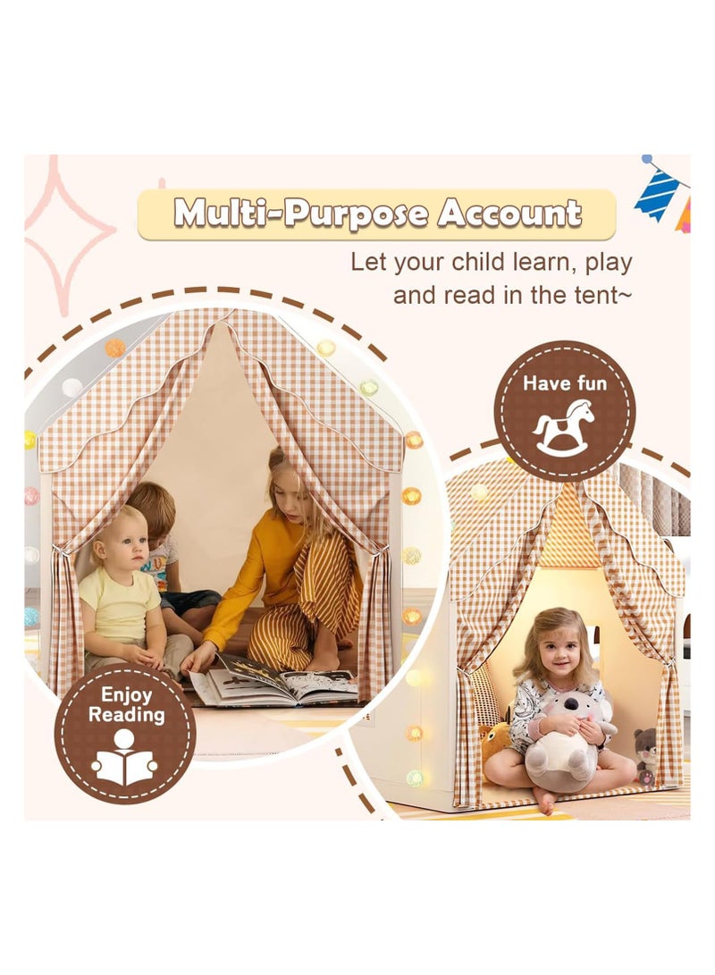 Kids Play Tent Game House Play house with Lights Kids indoor Outdoor Activity Center (Beige)