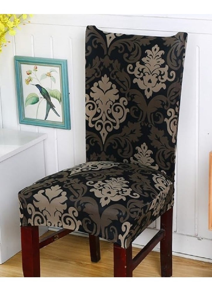 Generic Elastic Dining Chair Sofa Cover Elastic Printed Kitchen Chair Cover Detachable Chair Protective Cover Brown/Black/Beige 45x60 centimeter  - Image 4