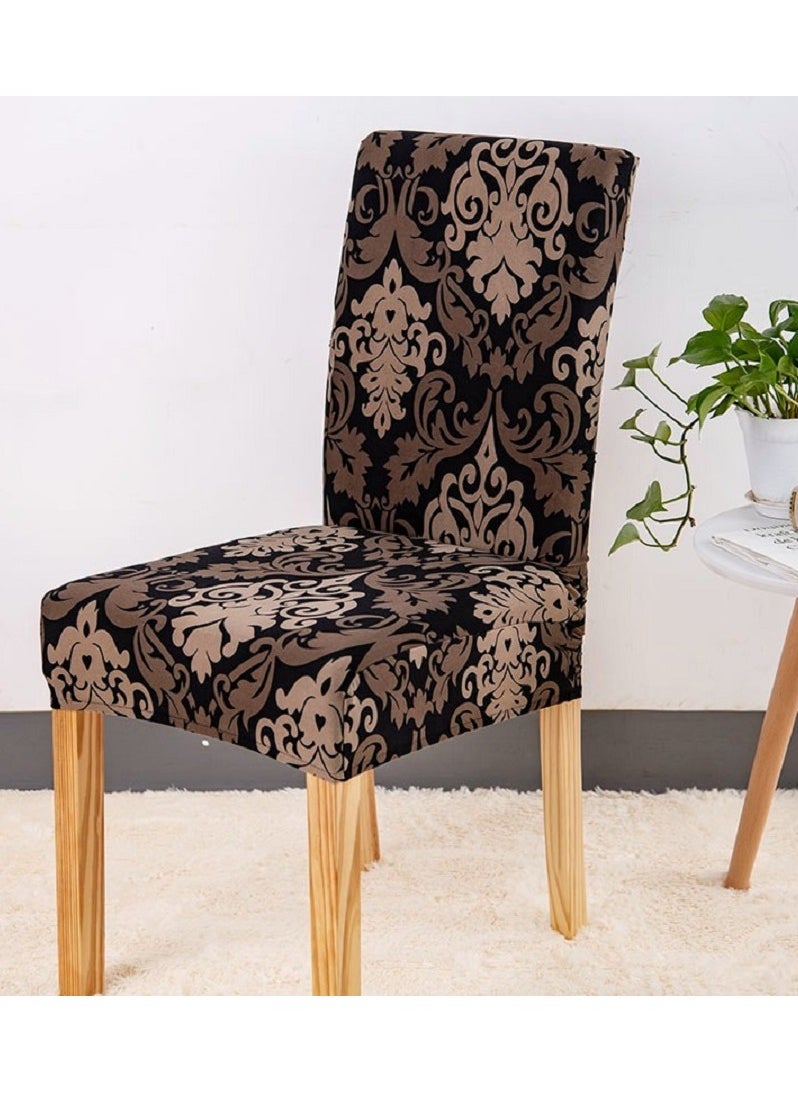 Generic Elastic Dining Chair Sofa Cover Elastic Printed Kitchen Chair Cover Detachable Chair Protective Cover Brown/Black/Beige 45x60 centimeter  - Image 5