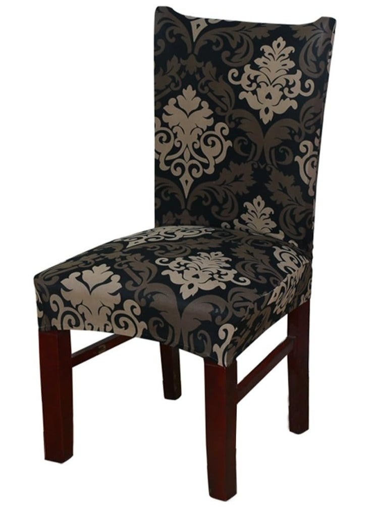 Generic Elastic Dining Chair Sofa Cover Elastic Printed Kitchen Chair Cover Detachable Chair Protective Cover Brown/Black/Beige 45x60 centimeter  - Image 3
