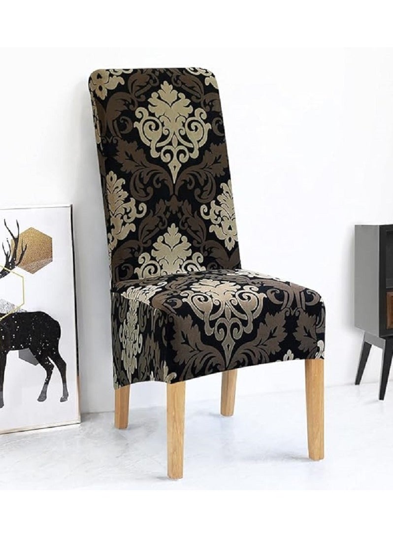 Generic Elastic Dining Chair Sofa Cover Elastic Printed Kitchen Chair Cover Detachable Chair Protective Cover Brown/Black/Beige 45x60 centimeter  - Image 2