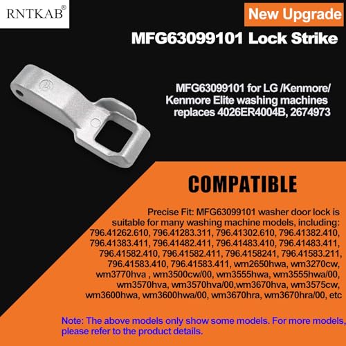 RNTKAB Upgrade Washer Door Lock Strike MFG63099101 for LG/Kenmore Washing Machine, Door Latch Hook Replacement Parts - Image 4