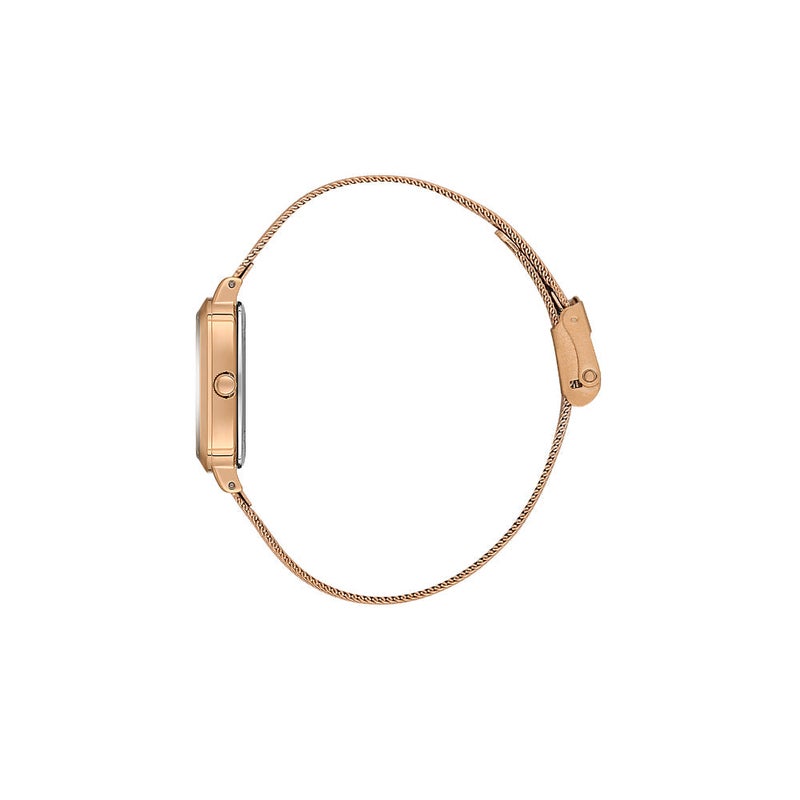 دانيل كلاين سوار شبكي نسائي | علبة من سبيكة الذهبي الوردي | تناظري | قرص مربع ذهبي وردي بنمط شعاعي | كوارتز ياباني | فاخر | مقاومة للماء حتى عمق 30 مترًا - Image 2